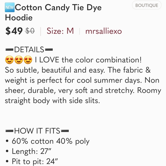 Reposhing Cotton Candy Tie Dye Hoodie - Picture 7 of 7